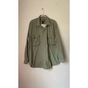 Sortif men’s green outdoor performance fishing hiking button front shirt/XL￼￼